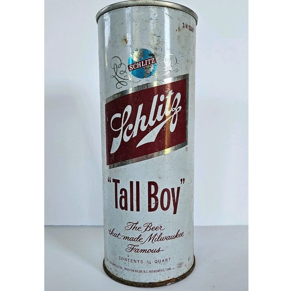 VINTAGE 3/4 QUART SCHLITZ TALL BOY STEEL BEER CAN 24 OZ MILWAUKEE union made